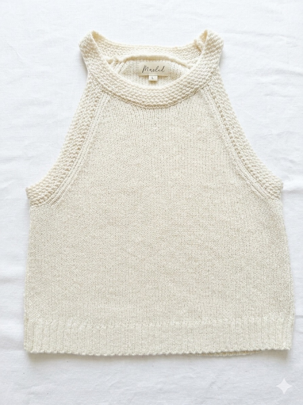 Marled Cream Knit Halter Neck Crop Top Sweater Tank Size L